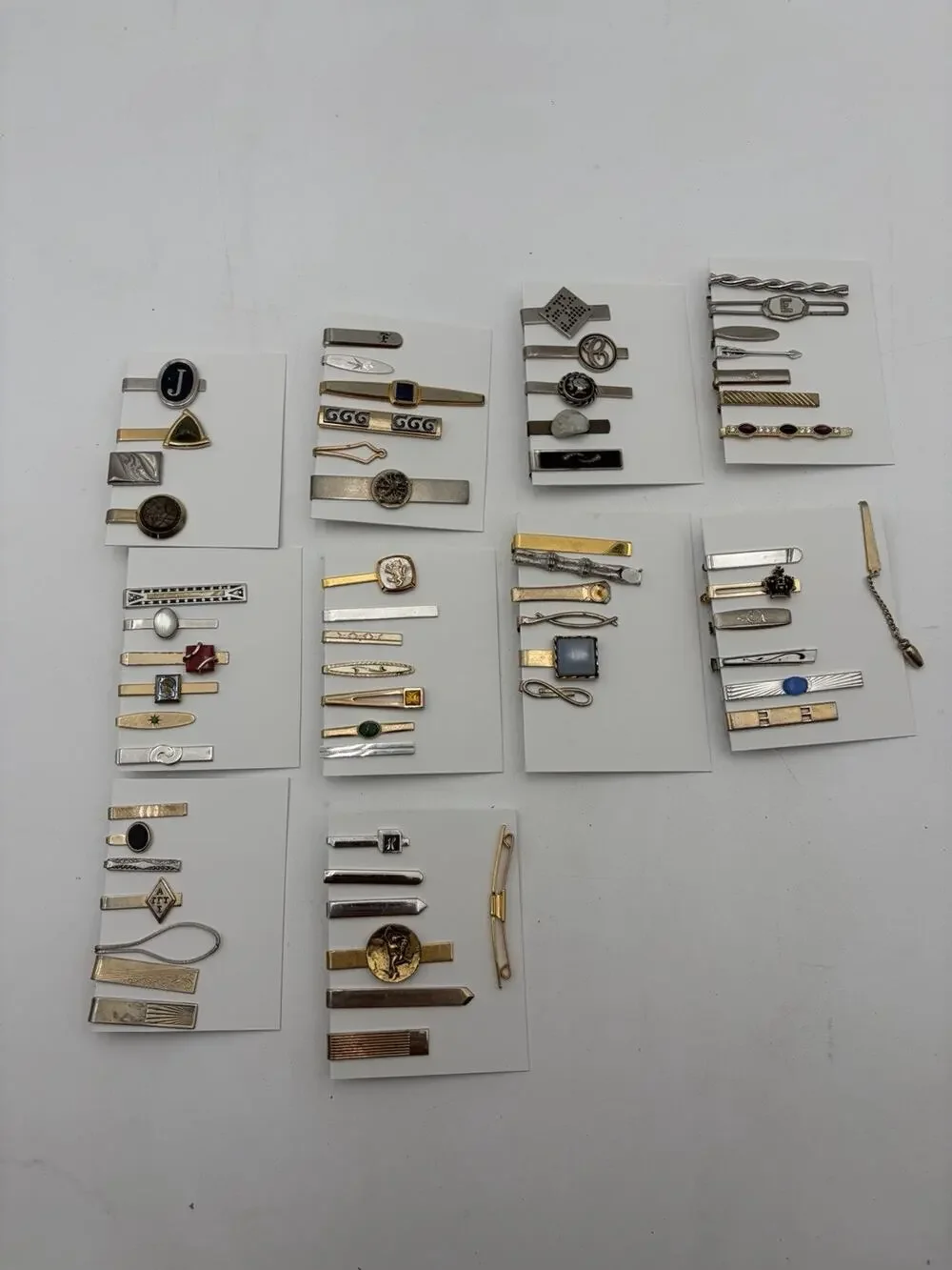 Vintage Lot 60+ Tie Clip/ Tie Pin Signed Anson Hicock Swank Gold Silver Tone